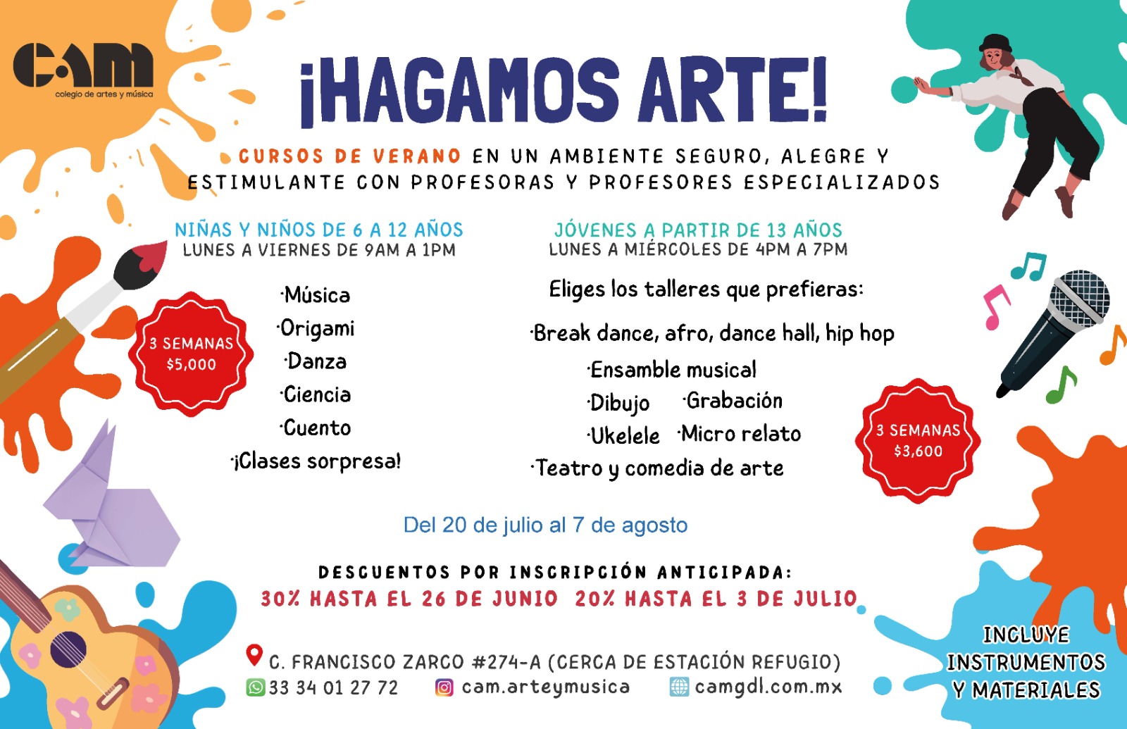 Promoción de cursos de verano CAM con descuentos por inscripción anticipada